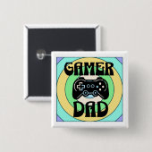 Badge Carré 5 Cm Gamer papa (Devant & derrière)
