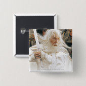 Badge Carré 5 Cm GANDALF™ Combattre avec épée (Devant & derrière)