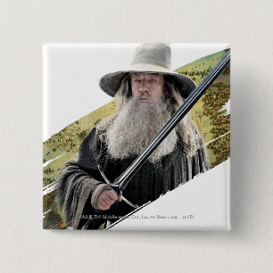 Badge Carré 5 Cm Gandalf With Sword Green