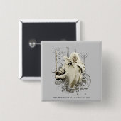 Badge Carré 5 Cm GANDALF™ with Sword Vector Collage (Devant & derrière)