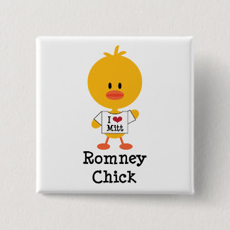 Badge Carré 5 Cm Gant de coeur du bouton I de poussin de Romney