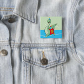 Badge Carré 5 Cm Garçon, 4e anniversaire Dinosaur (En situation)