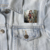 Badge Carré 5 Cm Garçon avec des lapins (En situation)