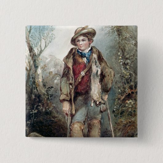 Badge Carré 5 Cm Garçon avec des lapins (Devant)