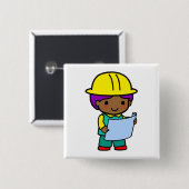 Badge Carré 5 Cm Garçon d'architecte (Devant & derrière)