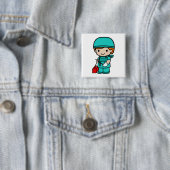 Badge Carré 5 Cm Garçon de chirurgien (En situation)