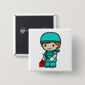 Badge Carré 5 Cm Garçon de chirurgien (Devant & derrière)