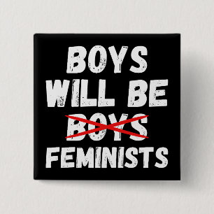 Badge Carré 5 Cm Garçon féministe - Les garçons seront des féminist