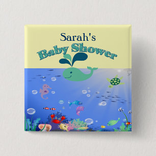 Badge Carré 5 Cm Garçon ou fille sous-marin de baby shower