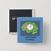 Badge Carré 5 Cm "Garde sur" le bouton de coutil (Devant & derrière)