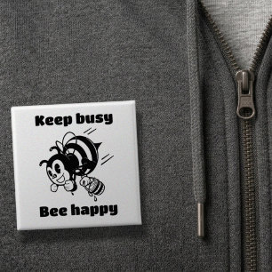 Badge Carré 5 Cm Garder une activité, être heureux Abeille motivant