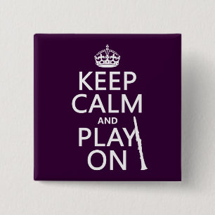 Badge Carré 5 Cm Gardez le calme et le jeu sur (clarinette) (toute
