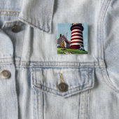 Badge Carré 5 Cm Gardien de phare par Stevan Dohanos (En situation)