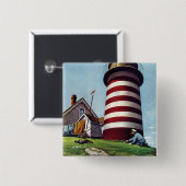 Badge Carré 5 Cm Gardien de phare par Stevan Dohanos (Devant & derrière)