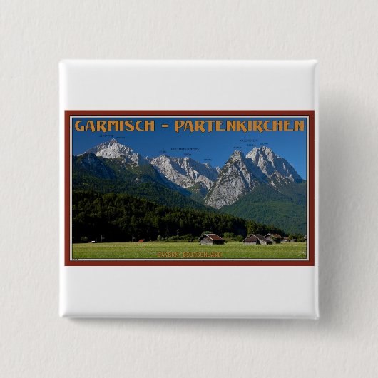 Badge Carré 5 Cm Garmisch - le Zugspitze et l'Alpspitze (Devant)