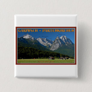 Badge Carré 5 Cm Garmisch - le Zugspitze et l'Alpspitze