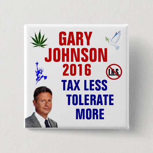 Badge Carré 5 Cm Gary Johnson 2016 (Devant)