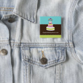 Badge Carré 5 Cm Gâteau de couche-culotte annonçant le Pin (En situation)