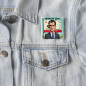 Badge Carré 5 Cm Gavin Newsom pour le Président 2028 (En situation)