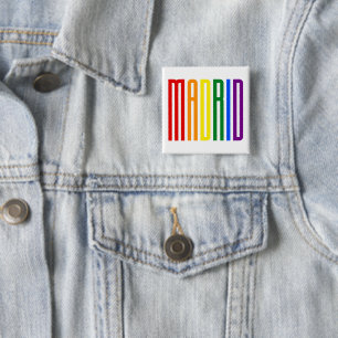 Badge Carré 5 Cm Gay pride de typographie du drapeau LGBT à Madrid