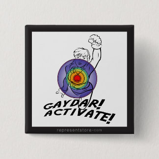 Badge Carré 5 Cm Gaydar ! Activez ! Lesbienne d'arc-en-ciel