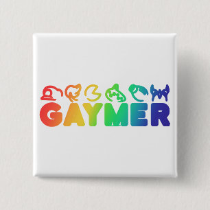Badge Carré 5 Cm Gaymer Rainbow Ombre Funny Gay Pride