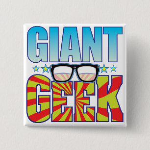 Badge Carré 5 Cm Geek géant v4