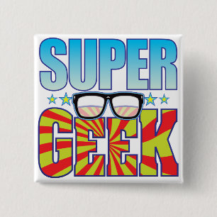 Badge Carré 5 Cm Geek superbe v4