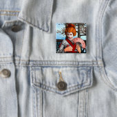Badge Carré 5 Cm Geisha (En situation)