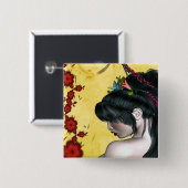 Badge Carré 5 Cm Geisha moderne (Devant & derrière)
