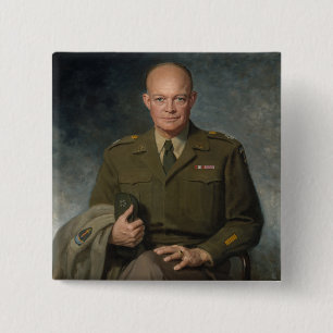 Badge Carré 5 Cm Général Dwight Eisenhower Portrait peint 5 étoiles