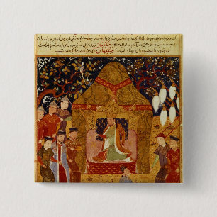 Badge Carré 5 Cm Genghis Khan dans sa tente par Al-Vacarme de