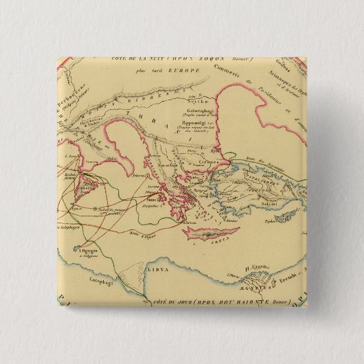 Badge Carré 5 Cm Geographie des Grecs Primitive (Devant)