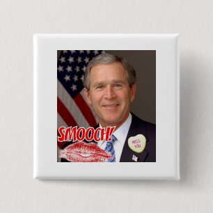Badge Carré 5 Cm George Bush Valentine's Day