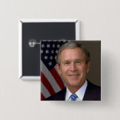 Badge Carré 5 Cm George W. Bush (Devant & derrière)