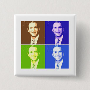 Badge Carré 5 Cm George W Bush Pop Art