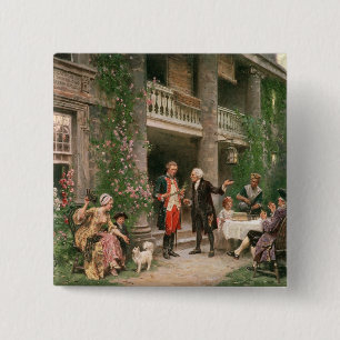 Badge Carré 5 Cm George Washington au jardin de Bartram