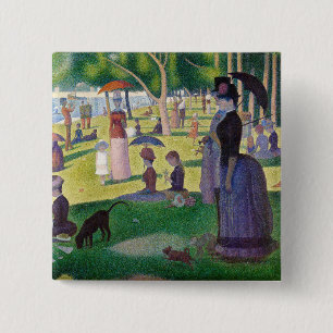 Badge Carré 5 Cm Georges Seurat - Un dimanche après-midi à l'Île de