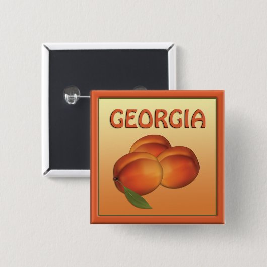 Badge Carré 5 Cm Georgia Peaches Button (Devant & derrière)