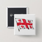 Badge Carré 5 Cm Georgian Flag Red and White Cross (Devant & derrière)