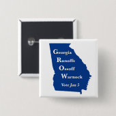 Badge Carré 5 Cm Géorgie Runoffs Ossoff Warnock (Devant & derrière)