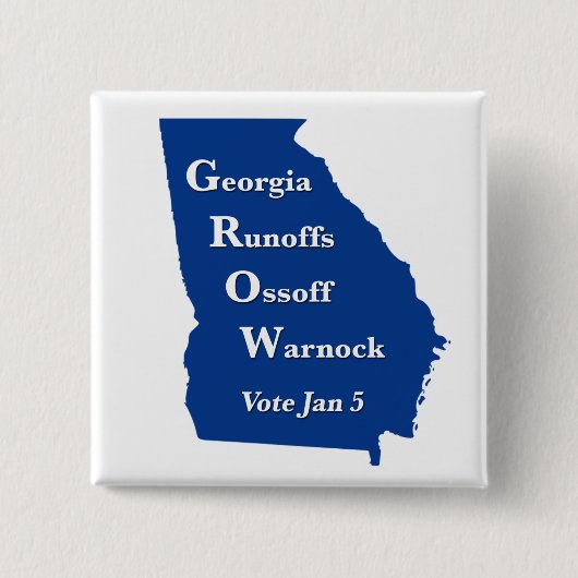 Badge Carré 5 Cm Géorgie Runoffs Ossoff Warnock (Devant)