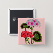 Badge Carré 5 Cm géraniums (Devant & derrière)