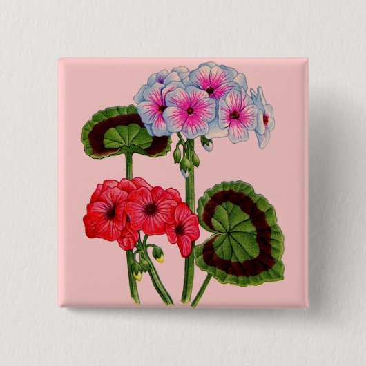 Badge Carré 5 Cm géraniums (Devant)