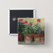 Badge Carré 5 Cm Géraniums dans des pots (Devant & derrière)