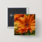 Badge Carré 5 Cm Gerbera orange (Devant & derrière)