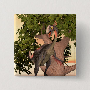 Badge Carré 5 Cm Gigantoraptor Art d'aventure pour enfants Dinosaur
