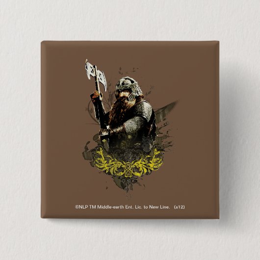 Badge Carré 5 Cm GIMLI™ Avec Collage Vecteur Ax (Devant)