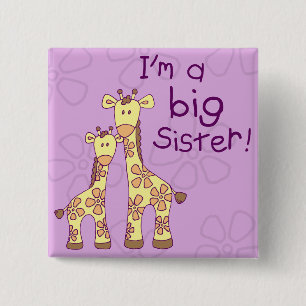 Badge Carré 5 Cm Girafe de grande soeur