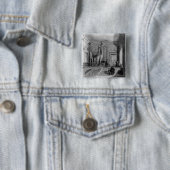 Badge Carré 5 Cm Girafes sur l'escalier dans les Anglais (En situation)